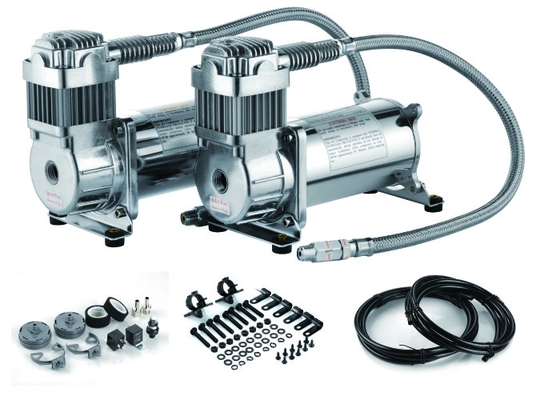 Silver Steel Dual Packs Air Suspension Pump For Strong Power And Fast Inflation