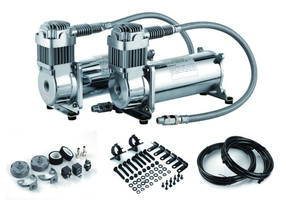 DUAL Pack Air Ride Suspension Compressor For Trucks , Heavy Duty Air Compressor