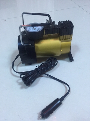 Silver And Yellow Car Tyre Pressure Pump , Heavy Duty Power 12 Volt Air Compressor