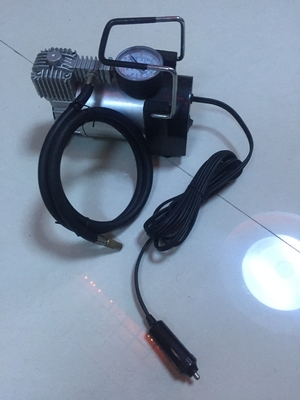 Silver And Yellow Car Tyre Pressure Pump , Heavy Duty Power 12 Volt Air Compressor
