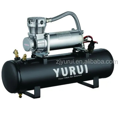 Black Durable 12v Air Suspension Compressor With Tank Heavy Duty For Car