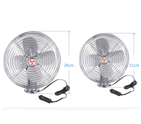 Safety Metal Guard Car Cooling Fan Direct Current 12v With 60 Strips
