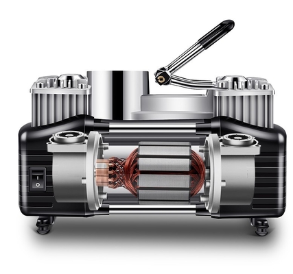 Double Cylinder Metal Car Air Compressor DC12Volt With Pressure Gauge
