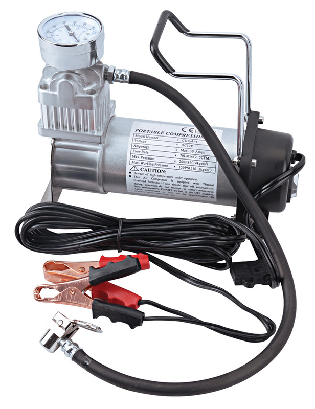 Portable Single Cylinder OffRoad DC12V Metal Heavy Duty Air Compressor With Gauge