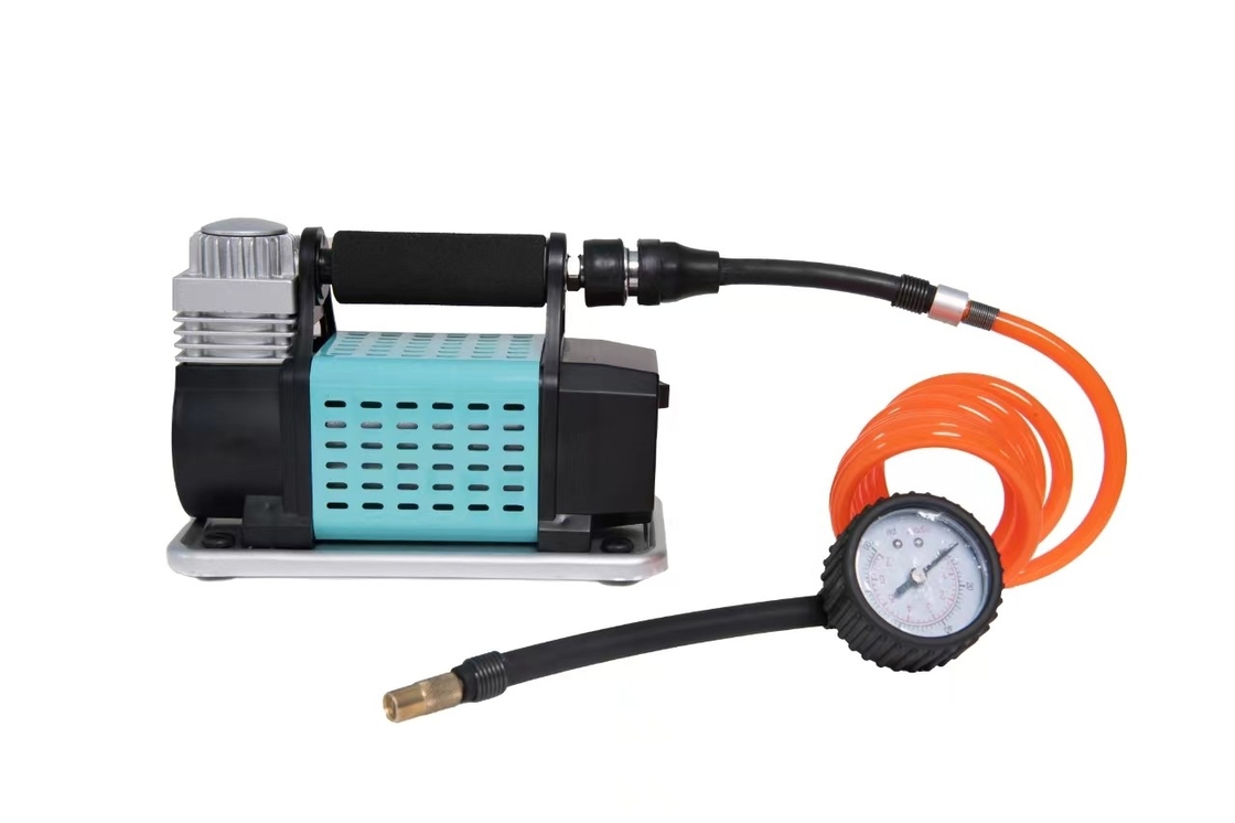 Single Cylinder DC12V Metal Portable Car Air Compressor With Metal Pressure Gauge