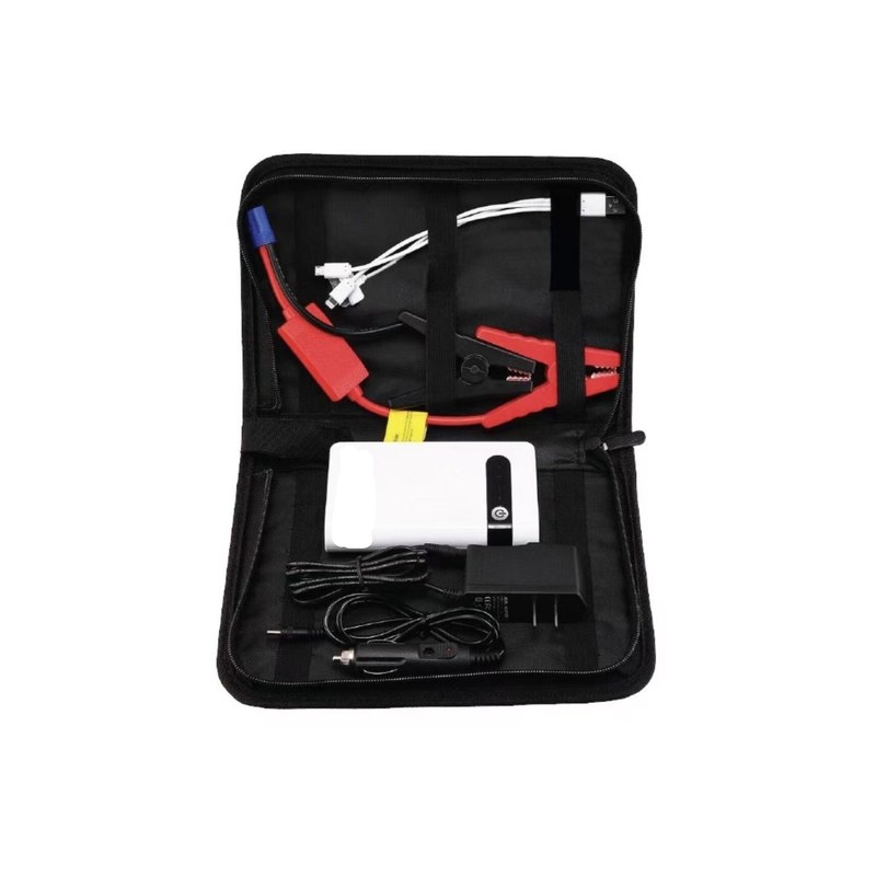 Versatile 12V Portable Jump Starter with LED Flashlight and Tire Pressure Monitor Single Cylinder Design