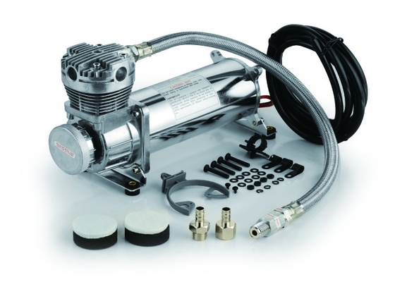 Silver And Black Single 200psi Air Suspension Compressor Chrome Material