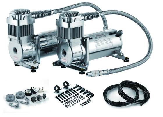 Good price Silver Steel Dual Packs Air Suspension Pump For Strong Power And Fast Inflation online